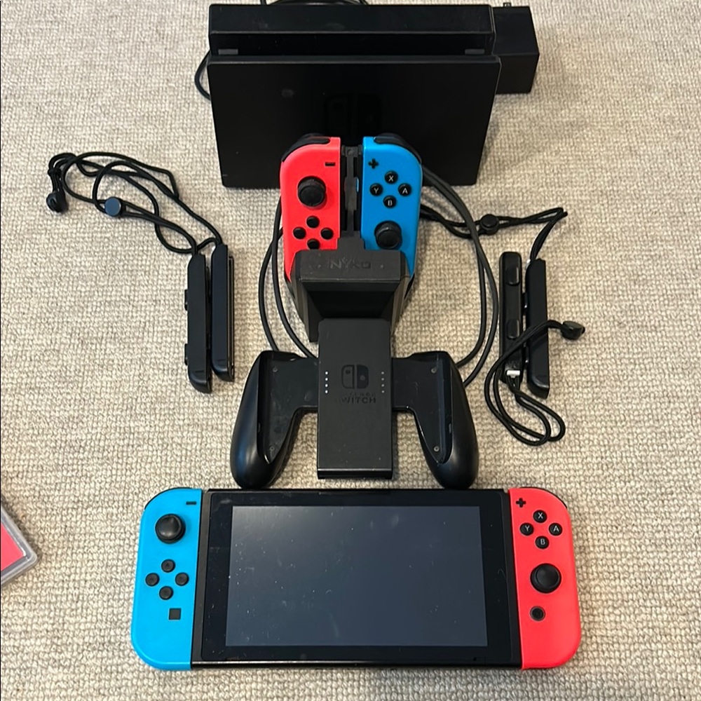Nintendo Switch Console with Neon Red and Blue Joy-Con